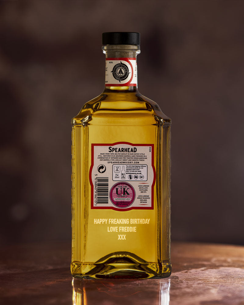 Spearhead Single Grain Scotch Whisky with Engraved Personal Message